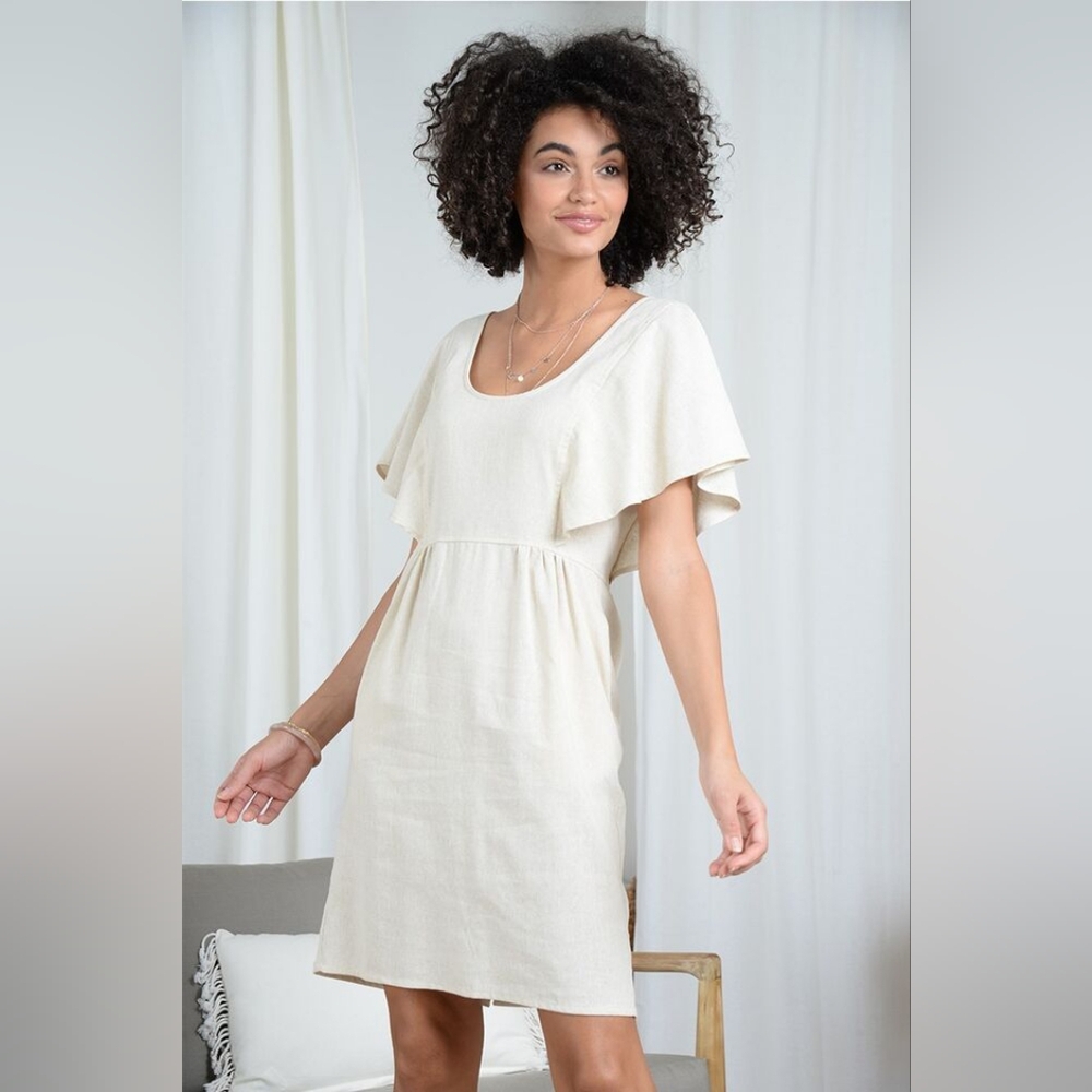 Molly Bracken Short-sleeved Linen Blend butterfly dress
